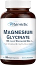 Magnesium Glycinate, Chelated, Highly Bioavailable, Fullt Reacted & Non-Buffered, Gentle på magen, 140 mg Elemental Magnesium, för sömn, ben, icke GMO, 120 Vegan Caps