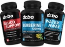 DR BO Berberine Supplement Metabolism Support & Water Pills - 1200mg Berberine HCL Supplement för hälsosamt metaboliskt stöd - Premium HCL 600mg Per Capsule & Water Pills Diuretics Retention