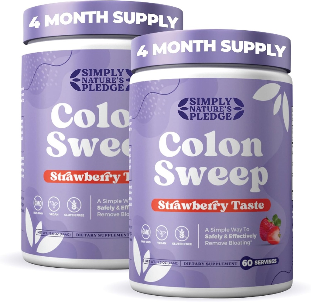 ColonSweep Psyllium Husk Powder Colon Cleanser - Vegan, Gluten Free Fiber Supplement - Säker Colon Cleanse för förstoppningshjälp, Bloating Relief & Gut Health -16 OZ (60 portioner) - 2 Pack