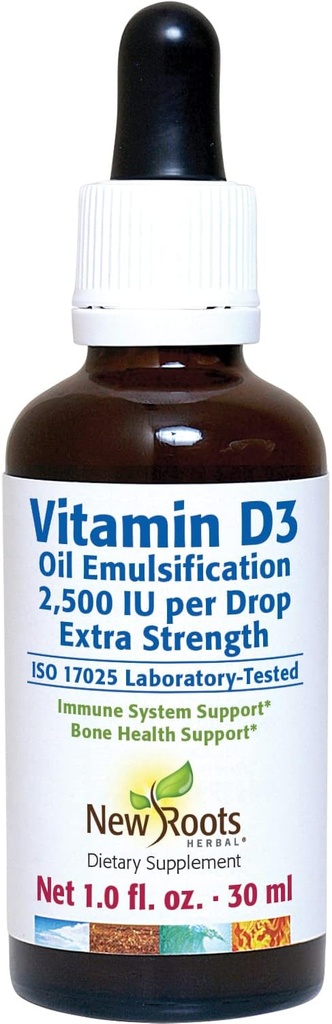 Nya rötter | Vitamin D 2500 IE droppar för vuxna (30 ML), snabb absorption, effektiv immunsystemsupporttillägg