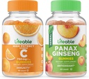 Livlig vitamin C 750mg + Panax Ginseng, Gummies Bundle - Great Tasting, Vitamin Supplement, Gluten Free, GMO Free, Chewable Gummy