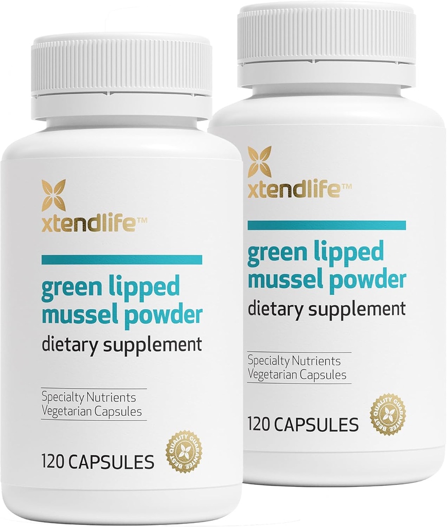 Xtendlife Green Lipped Mussel Powder - 2400 mg Tillägg med Omega-3 fettsyror från Nya Zeeland för gemensam hälsa, 120 kapslar (2 Pack)