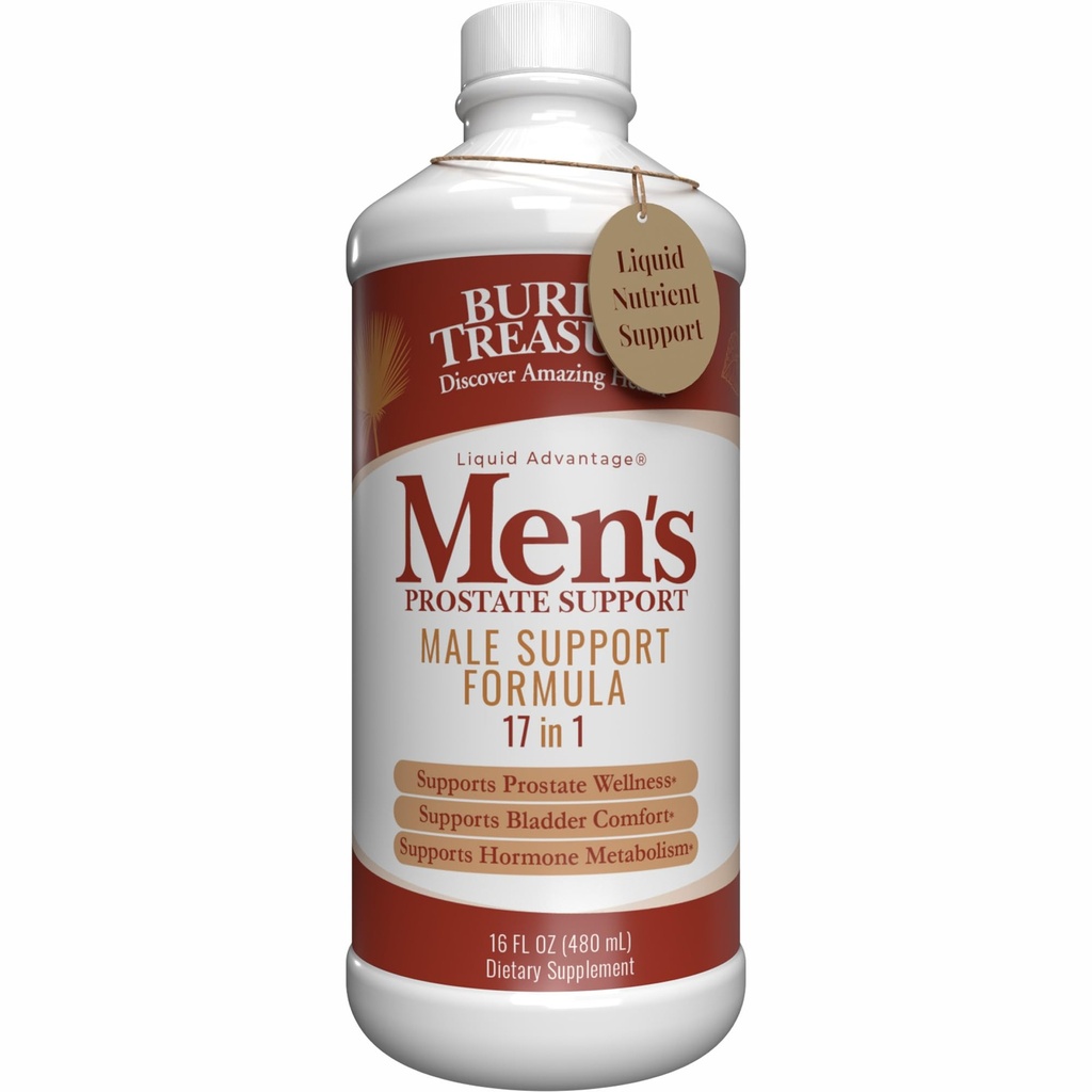 Begravd skatt: Mäns prostata komplett - naturlig växtbaserade formel tillägg w / Saw Palmetto, Pygeum Bark, & Stine Nettles för att stödja hälsosam urin- och prostatafunktion - 16 oz