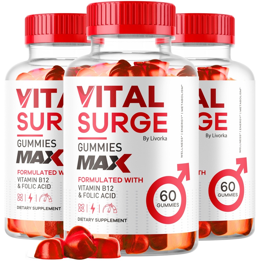 (3 Pack) Vital Surge - Vital Surge for Men Gummies, Vital Vita Surge Maximum Strength 1050 MG, VitalSurge Supplement Support Gummy Advanced Formel, Premium Vitamin Gomitas (180 Gummies)