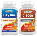 Bästa naturliga L-Lysin 500 mg och vitamin C 1000 mg