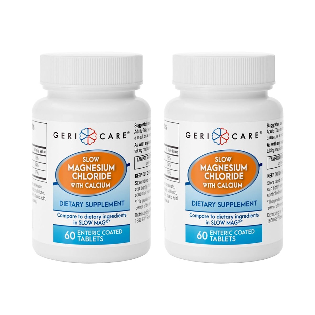 Gericare Slow Magnesium Chloride | Calcium tabletter av Geri-Care | Nutritional Supplement | 60 Count Bottle (Pack of 2)