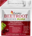 Beetroot Nitric Oxide Supplement - 1000mg Beet Powder med L Arginine, L Citrulline, Grape Seed Extract, Niacin, Vitamin C & B12 - Beet Chews - Pack på 60