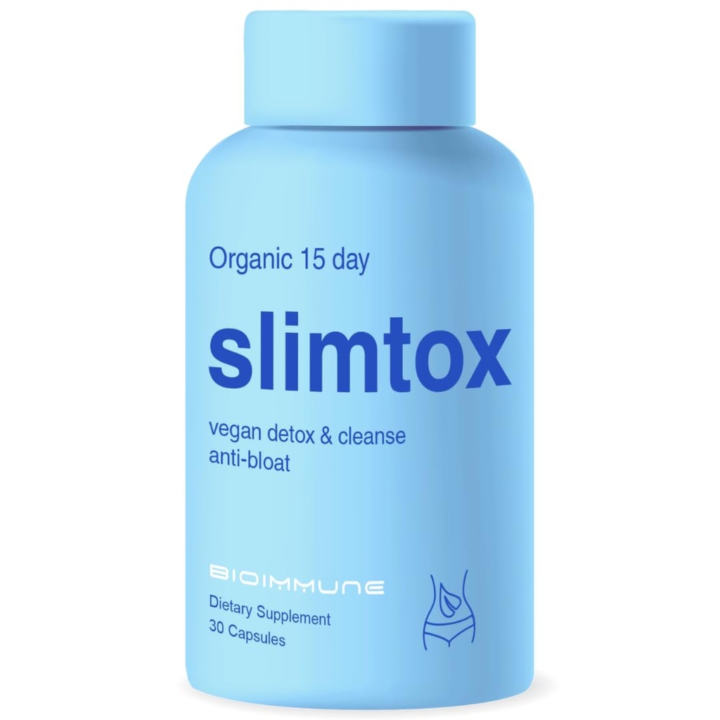 Slimtox TM Organic 15 Day Colon Cleanse & Detox för platt mage Mindre Bloat & LBS w / Probiotika - Förstoppningshjälp - Flushes Toxins, ökar energi