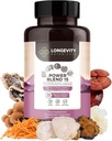 Power 15 Mushroom Blend Capsules Supplement (90) | Hög styrka Extract Complex | Med Lions Mane, Turkiet Tail, Cordyceps, Reishi, Chaga & Tremella | 20% Beta-D Glucans | Immunity & Vitality Support