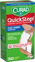 CURAD QuickStop Bleeding Control Flexible Fabric Bandages, Assorted Sizes, 30 Count