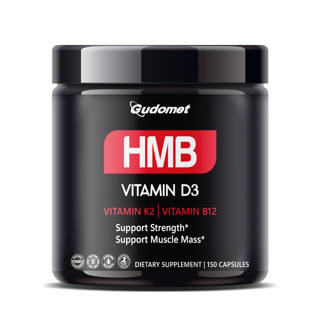 HMB med D3, K2 & B12 – Muscle Health Support Supplement – 150 kapslar – tillverkade i USA