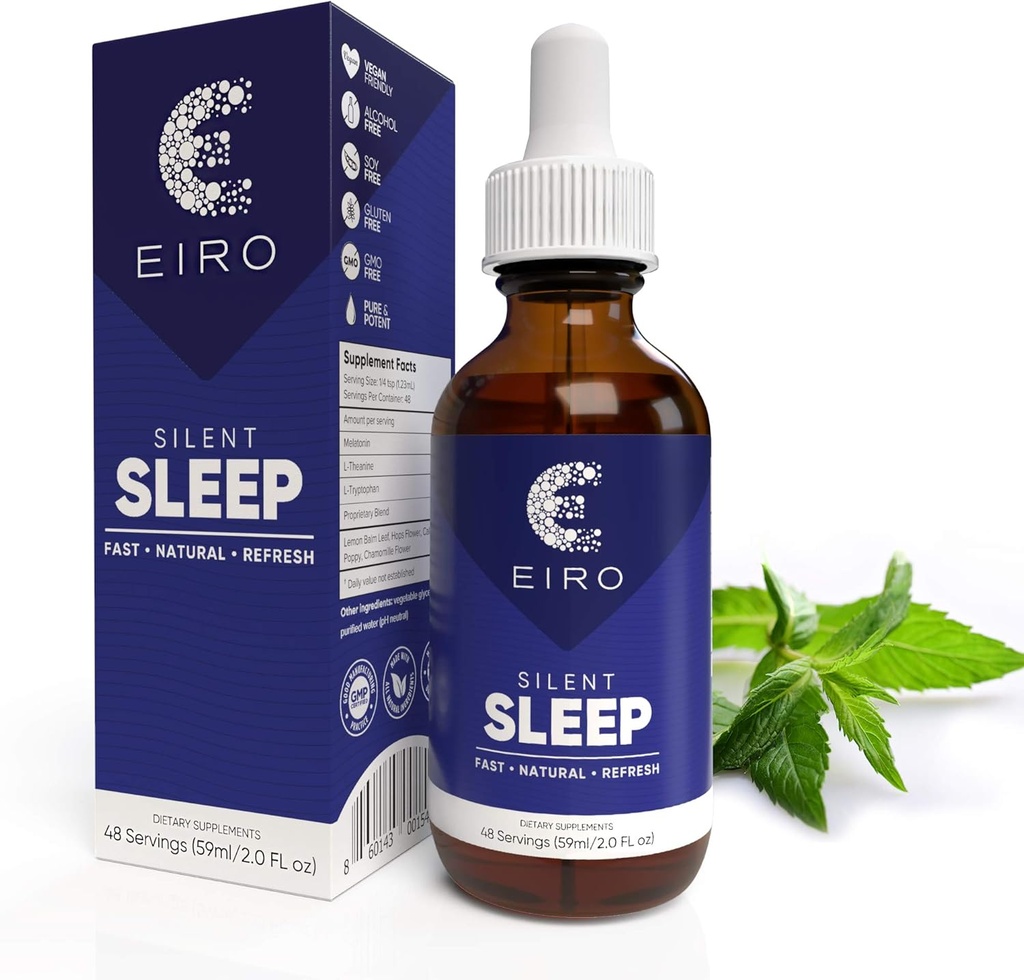 EIRO Silent Sleep - Alla naturliga flytande Sleep Aid Remedy, med Melatonin, L-Theanine, Chamomile blomma och mer - Superior Absorption  Fast • Natural • Refresh