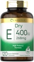 Carlyle Dry Vitamin E | 400 IE (268mg) | 120 kapslar | High Potency Formel | Non-GMO och Gluten Free