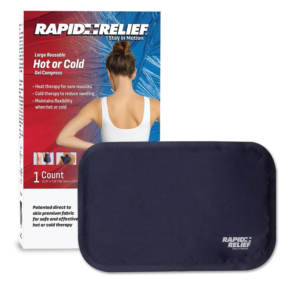 Rapid Relief Large Reusable Gel Cold Compress - Bekväm Flex Ice Packs för Back, Knee, Shoulder, Muscle Aches och Body Pain Relief 8 "x 12"