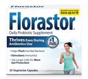 Florastor Probiotics for Digestive & Immune Health, 20 Capsules, Probiotics for Women & Men, Dual action hjälper till att spola ut dåliga bakterier och ökar det goda med vår unika stam Saccharomyces boulardii