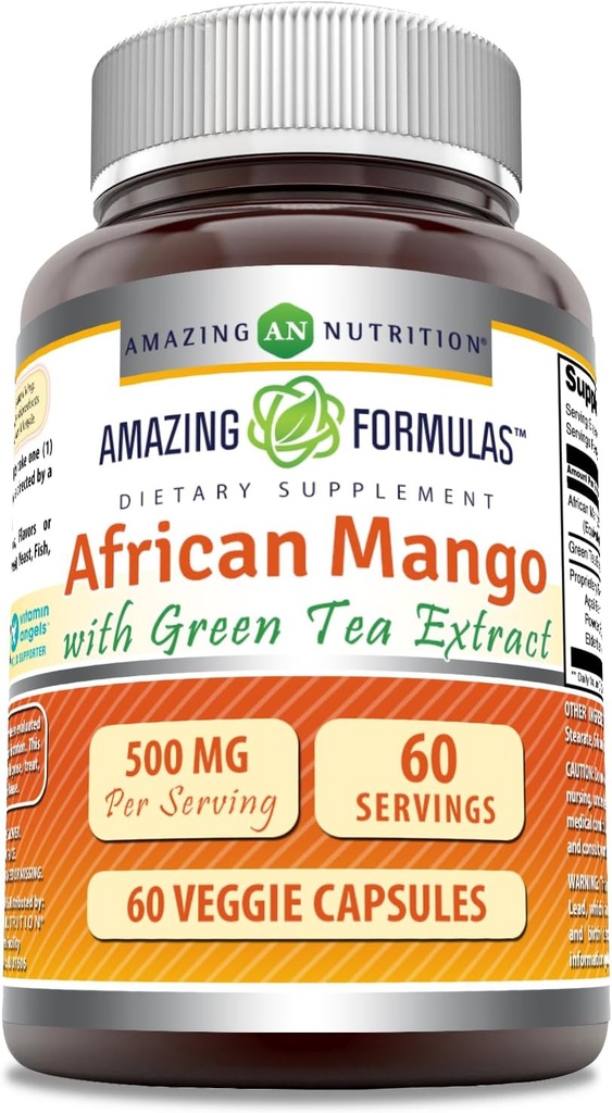 Fantastiska formler afrikanska Mango med grönt te extrakt tillägg | 500 Mg per portion | 60 Veggie kapslar | Icke-GMO | Glutenfri | Tillverkad i USA