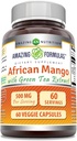 Fantastiska formler afrikanska Mango med grönt te extrakt tillägg | 500 Mg per portion | 60 Veggie kapslar | Icke-GMO | Glutenfri | Tillverkad i USA