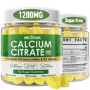 Calcium Citrate Gummies 1200mg med vitamin D3 K2, Chewable Calcium Supplements for Women & Men, High Potency Support B0ne, Te *th, Strength & Immune Health, Mango Flavor, Non-GMO, Sugar Free, 120 Cts