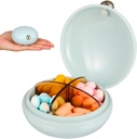 iplusmile Pill Organizer 4 Times A Day, Cute Round Travel Containers, Portable Removable Compartments Pill Box Dispenser för Women Workplace Vacation Daily Vitamins Carrier (Blue)