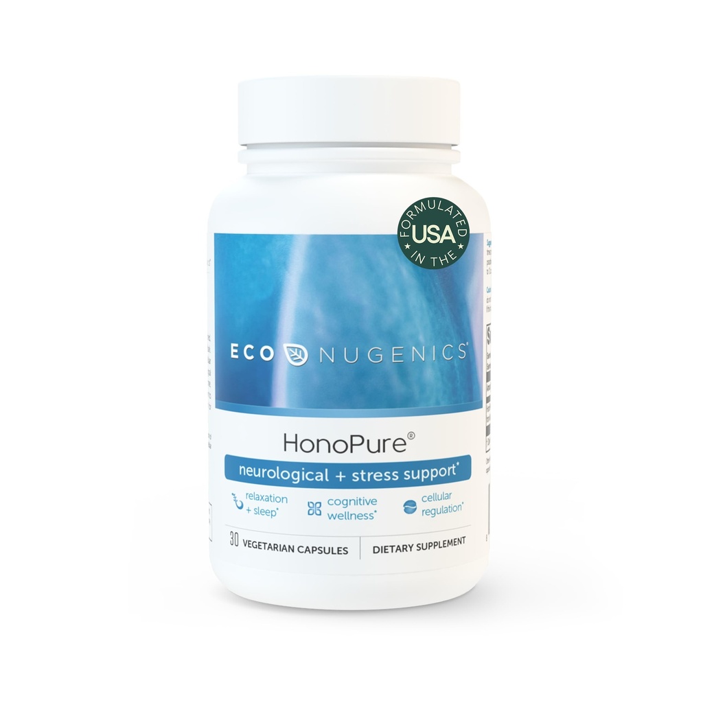EcoNugenics HonoPure Magnolia Bark Extract - 98% Pure Honokiol Supplement hjälper till med hjärnfunktion, sömnhjälp, stressavlastning och övergripande humör - Nootropic med GABA & Antioxidant Support - 30 kapslar