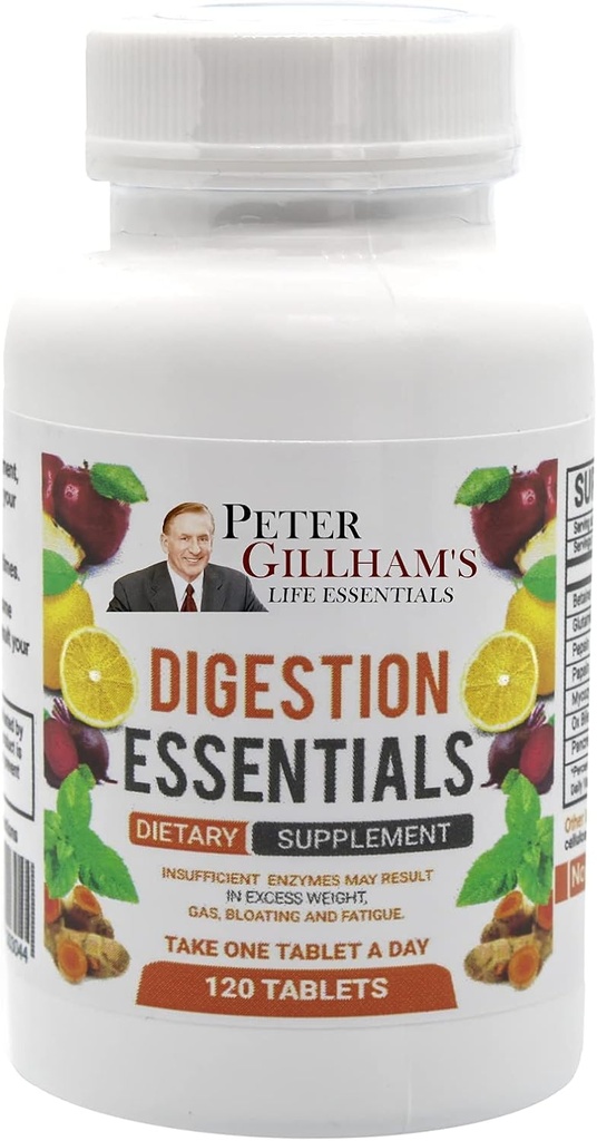 Peter Gillham’s Life Essentials Digestion Essentials 120 Tablets Digestive Enzymes for Gas, Constipation, Healthy System. Gluten and Soy Free. Made in USA (Packaging May Vary)