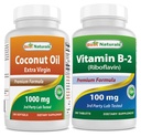 Bästa naturliga kokosolja 1000 mg och vitamin B2 (Riboflavin) 100 mg