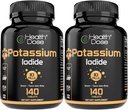 Hälsodos kalium + jodid (KI) tabletter - 130 mg 140 tabletter - för sköldkörtelstöd, cellulär metabolism och elektrolytbalans - icke-GMO, glutenfri, GMP-certifierad, paket med 2