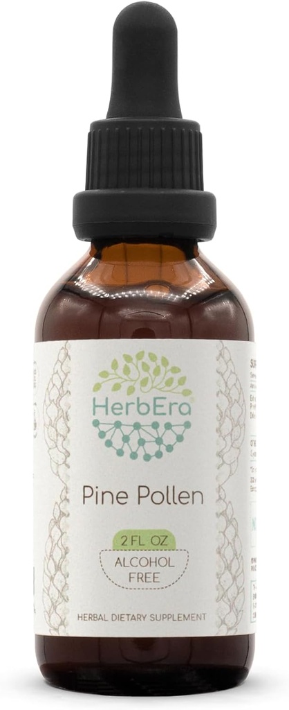 HerbEra Pine Pollen B60 Alkoholfri växtbaserade extrakt tinktur, koncentrerad flytande droppar naturlig (Song Hua Fen, Scots Pine, Pinus Sylvestris) 2 fl oz