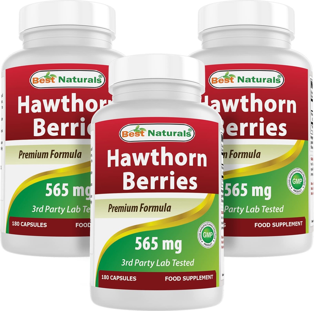 Bästa naturliga Hawthorn Berry 565 mg 180 kapslar (180 greve av 3))