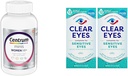 Centrum Minis Silver Kvinnors Multivitamin för kvinnor 50 Plus, Multimineral Supplement med vitamin D3, B Vitaminer, icke-GMO Ingredienser, stöder minne och kognition i äldre vuxna - 280 Ct & Clear Eyes, Känsliga ögon, ögondroppar, 0,5 Oz, 2 Pack