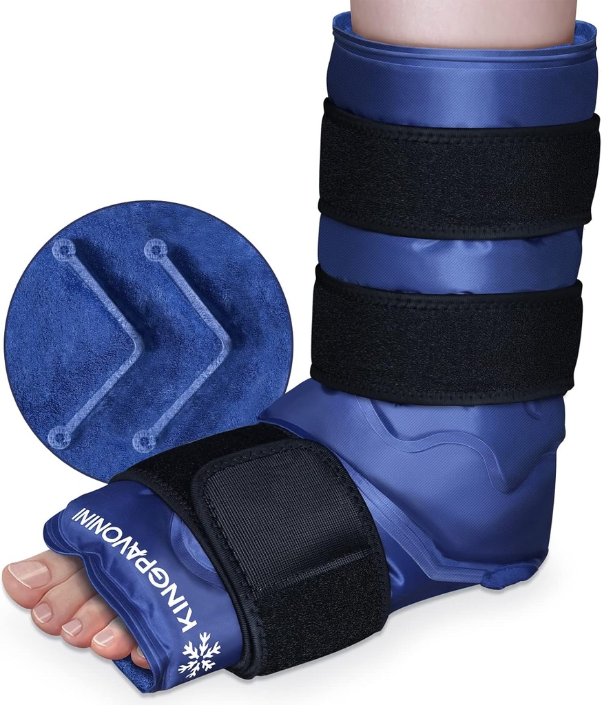 XXL Ankle Foot Ice Pack Wrap för fotskador, Full Coverage Ankle Ice Wrap, Gel Ice Packs Återanvändbar för Plantar Fasciitis, Achilles Tendonitis, Sprained Ankles och Heels, Fibular Injury, Blue