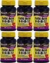 Mason Vitamins Folic Acid B-6 & B12 Heart Health Formel 90 tabletter per flaska Pack med 6 Totalt 540 tabletter