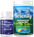 Naturens perfekta nattmelatonin 5mg snabbupplösning blandad Berry 200 greve med Serenity Magnesium pulver 15 oz Lemon Raspberry