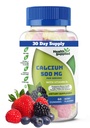 Calcium 500mg med vitamin D3 1000 IU Gummies | Daglig kosttillskott | Benstyrka, tillväxt, tänder | för vuxna, tonåringar, barn | Stor smak naturlig bär smak Vitamin Gummy