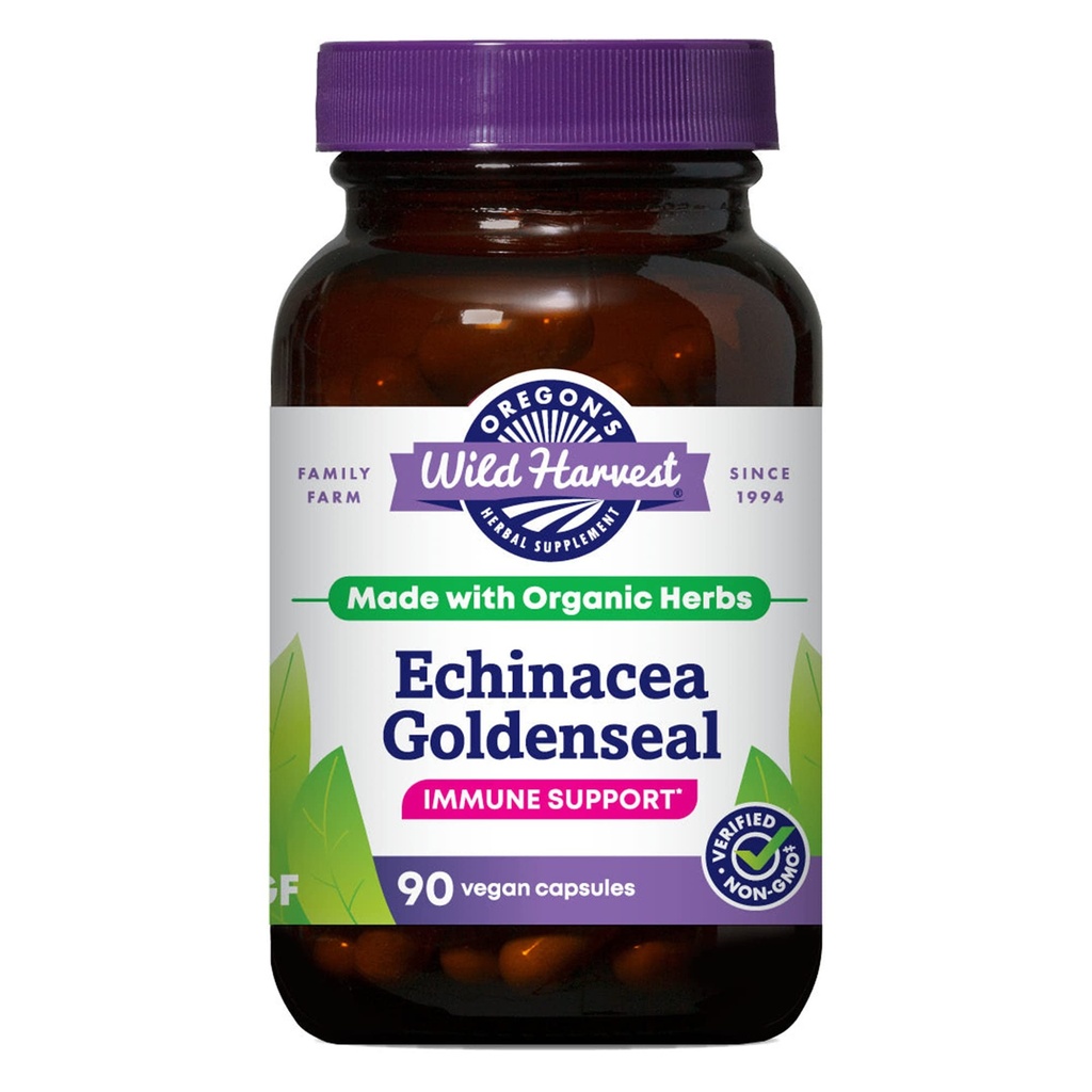 Oregons Wild Harvest Echinacea Goldenseal Organic Capsules | Vegan, icke-GMO, Gluten Free, Immune Support *, 90 Count
