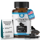 Aktiverade kolkapslar 1200 MG, 60 Veg Caps, 30-dagar Premium Detox & Digestive Support, Gas & Bloating Relief, Organic Coconut Shell Charcoal, Gut Health, USA Made.