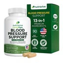 Nutravive Blood Pressure Support Supplement - Natural Heart & Circulation Support med Hawthorn, Garlic, Olive Leaf, Hibiscus & B12 - USA Made, GMP Facility - 90 kapslar