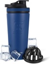 Ice Shaker Insulated Stainless Steel Shaker Bottle | 26oz, Navy | Kall för 30 + timmar | Insulated Cup med Twist-on Agitator | Odor-Free Bottle för Protein Shakes, Vatten, Smoothies, Cocktails