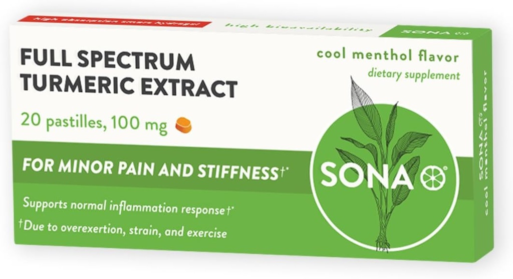 SONA Turmeric Pastilles, löser sig i munnen, 600% Högre absorption av curcumin jämfört med kapslar