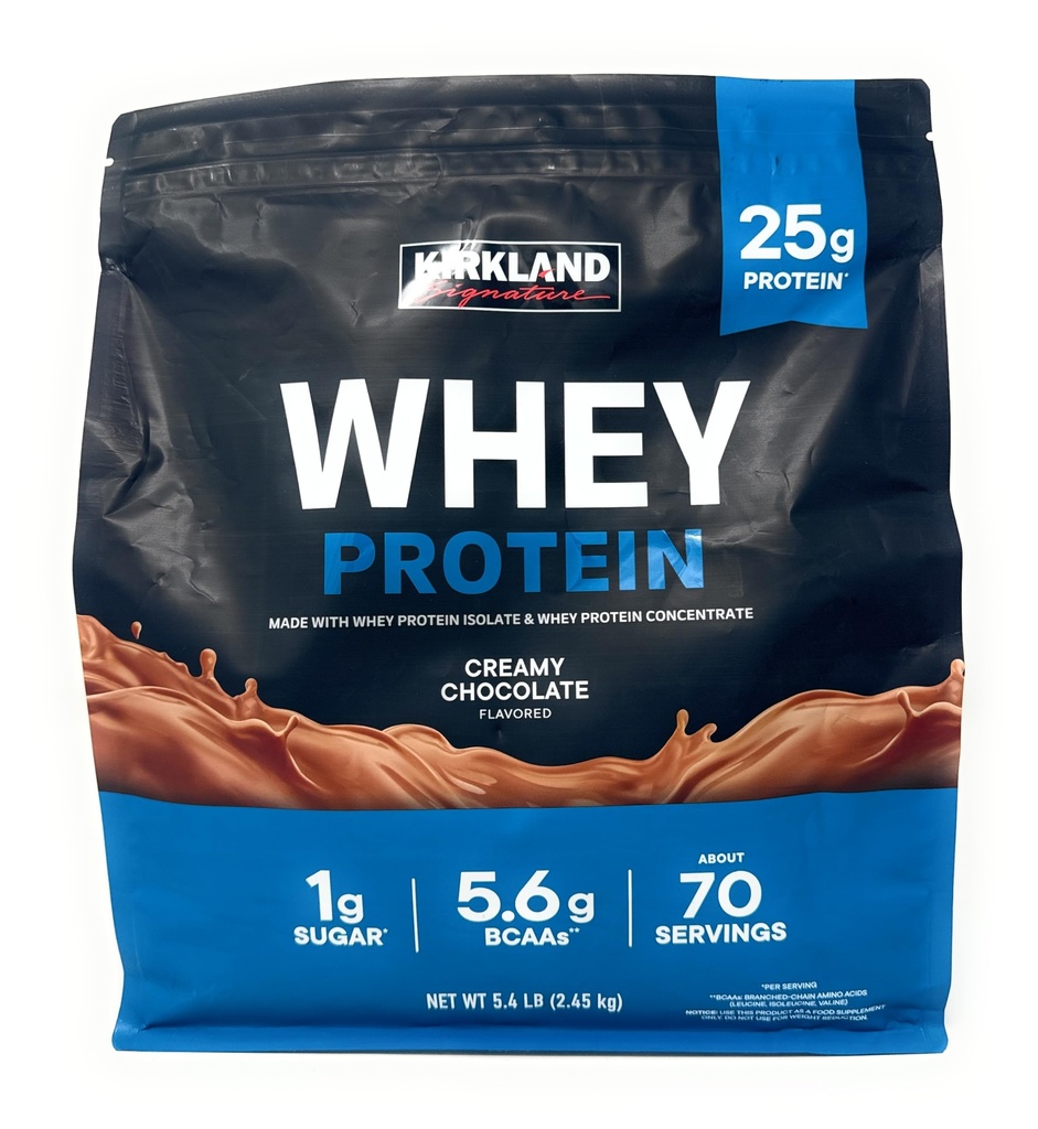 Kirkland Signature Whey 25g Protein,1g socker,5,6 g BCAA, cirka 70 portioner Creamy Chocolate smaksatt