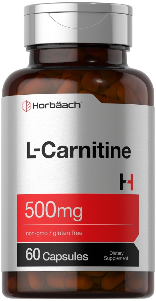 Horbäach L Carnitine Supplement 500mg | 60 kapslar | som L-Carnitine L-Tartrate | Non-GMO och Gluten Free