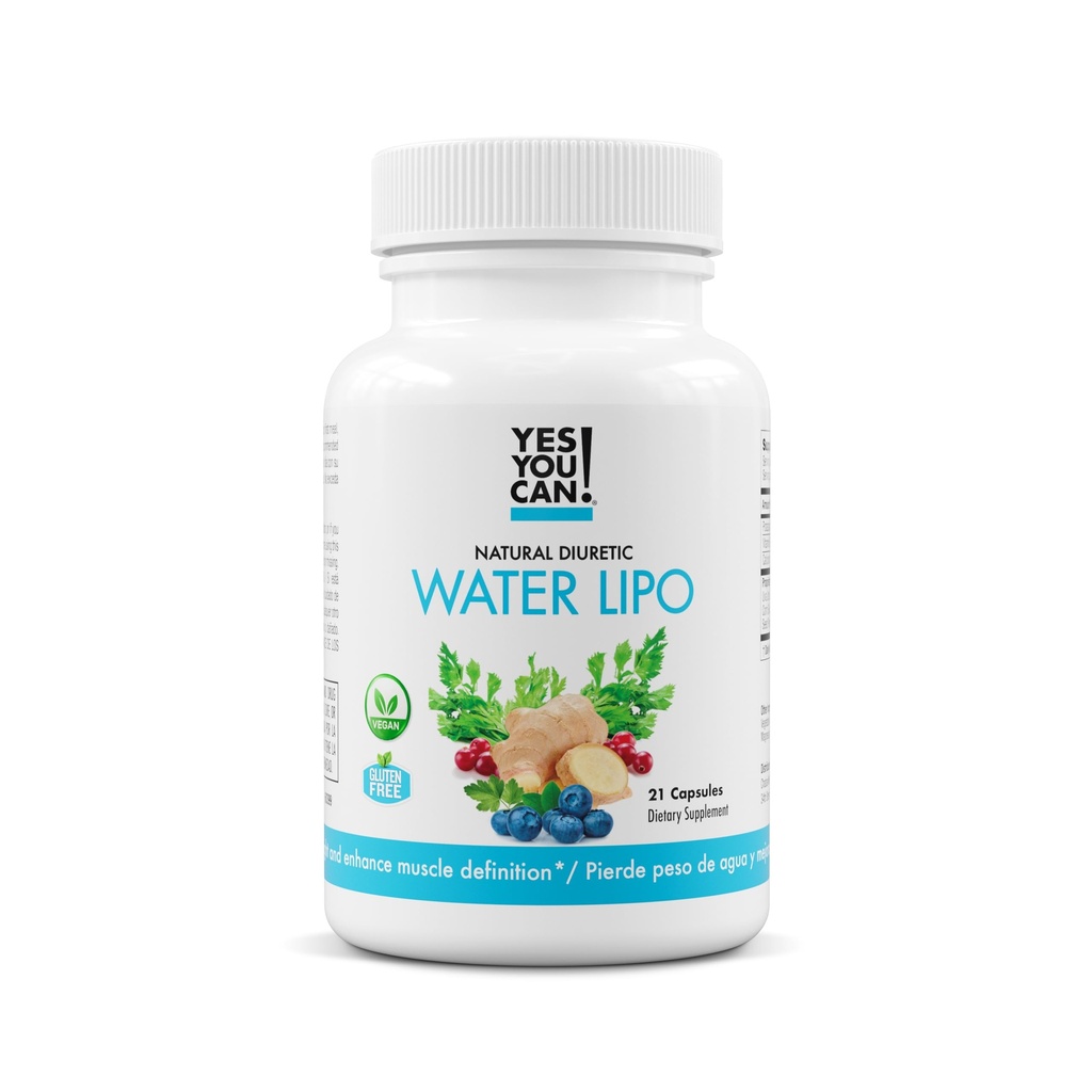 Ja du kan! Natural Water Lipo Pills - Diuretic Cleanse med elektrolyter och vitaminer - Hjälper med vattenretention - Glutenfri, 21 kapslar per flaska