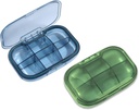 2 Pack 6 Compartment Pill Organizer, Moisture Proof Case for Travel, Daily Portable Medicine Vitamin Container, Fish Oil och Supplement Storage (Blue & Green)