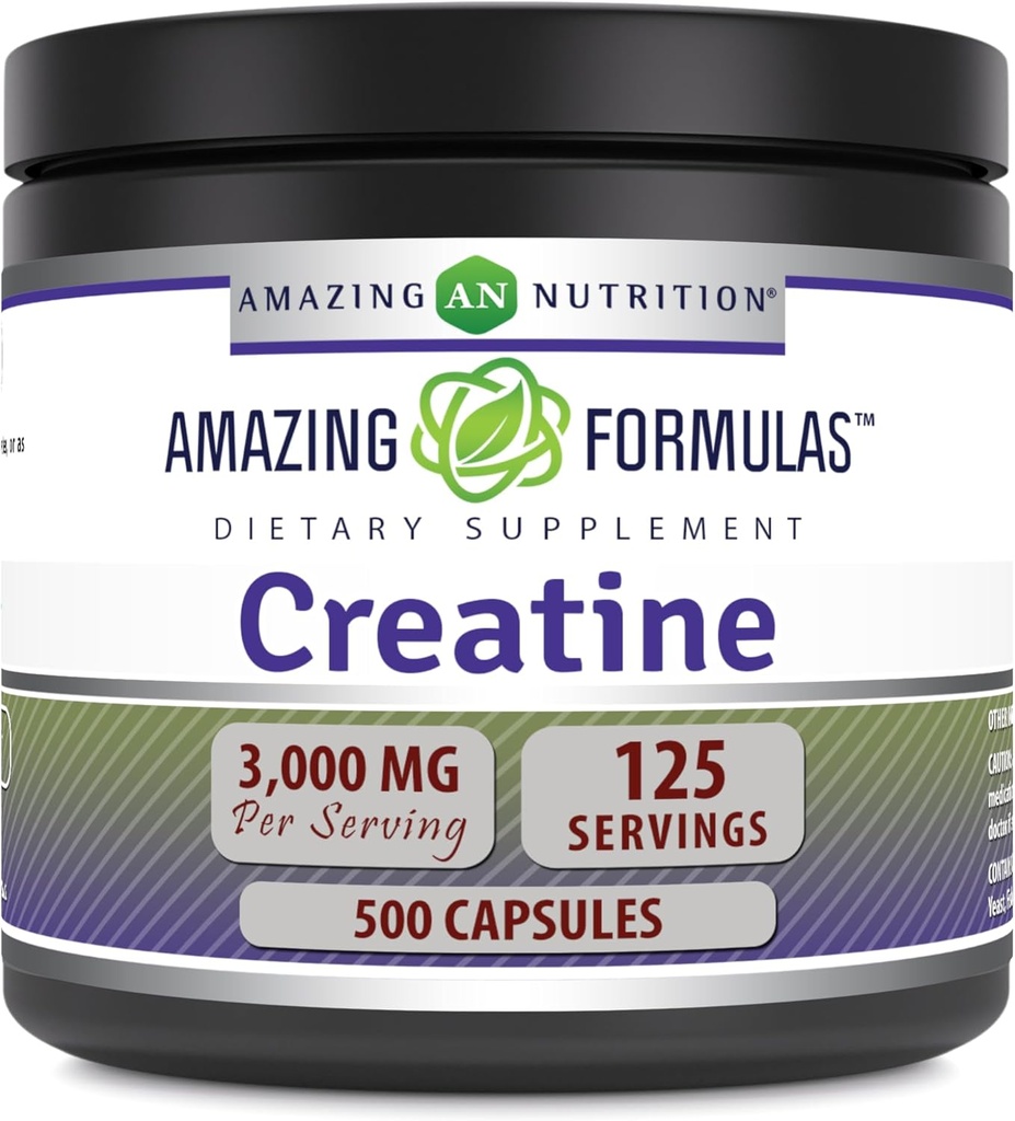 Fantastiska formler Kreatin 3000 Mg Amino Supplement | Kapslar | Icke-GMO | Glutenfri | Made in USA (1 Pack | 500 greve)