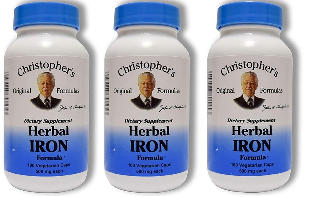 Christophers ursprungliga formler Herbal Iron Formel, Natural Iron Support, 450 mg, 100 vegetariska kapslar