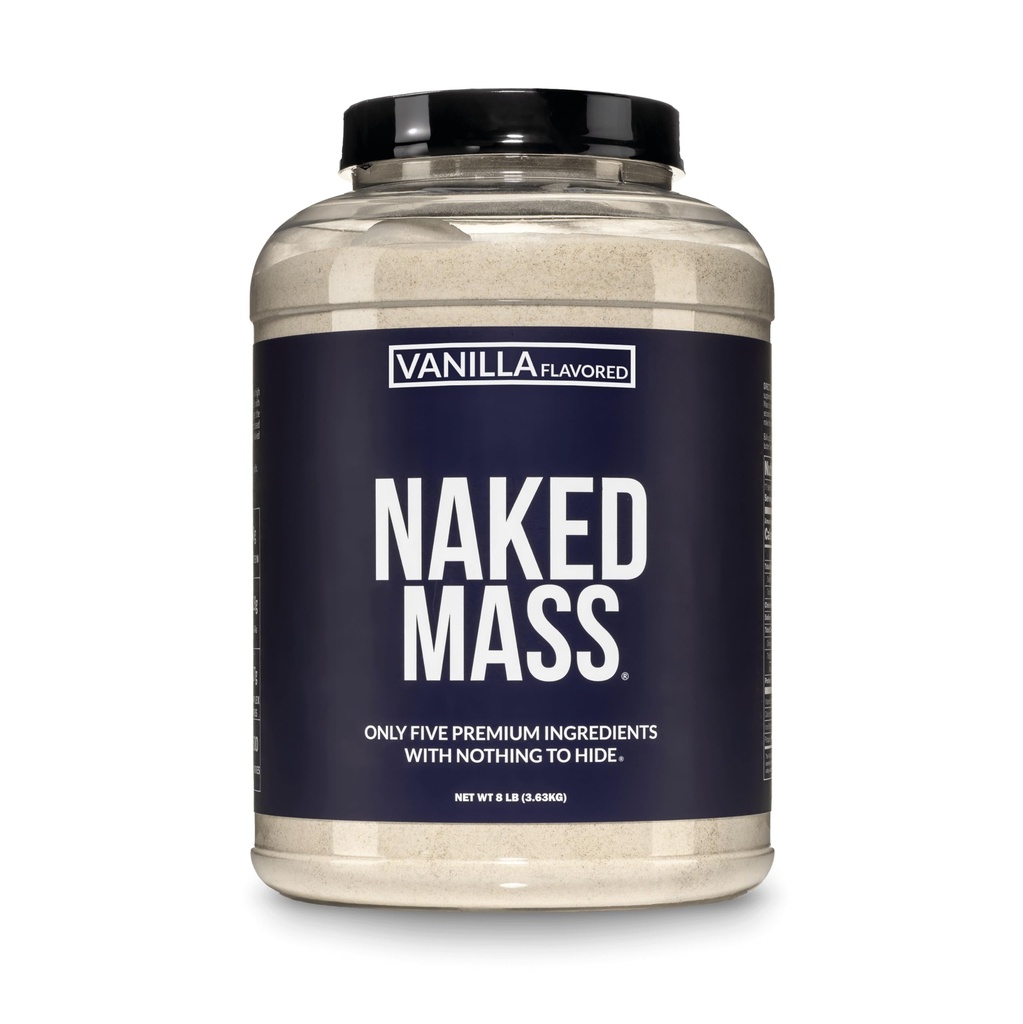 NAKED Vanilla Mass - All Natural Vanilla Weight Gainer Protein Powder - 8lb Bulk, GMO Free, Gluten Free & Soy Free, No Artificial Ingredients - 1,260 Calories - 11 portioner
