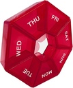 Red Daily Pill Organizer - 7 dagar, 1 gång om dagen, Travel Pill Case