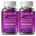 Kalcium Magnesium Zink Gummies med High Absorption Magnesium Glycinate 200mg, Kalcium - Plant Calcium Supplement w / D3 & Sea Moss för ben, muskler, lugn humör och sömnstöd barn & vuxna (2 Pack)