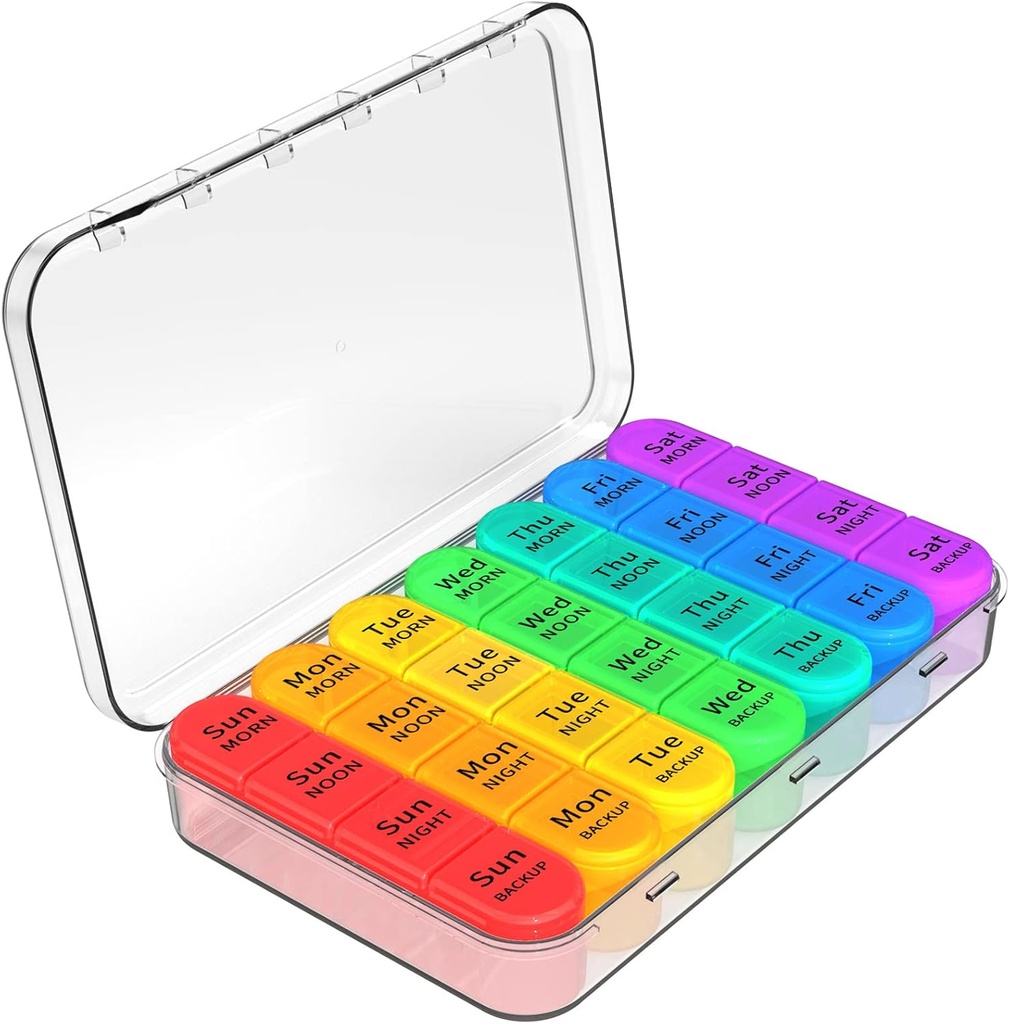 Daviky Weekly Pill Organizer 4 gånger om dagen, Pill Box 7 Day, Medicine Organizer Portable för resor med flyttbar individuell Pill Case Pill Container för att hålla Daily Vitamin, Supplement och Medication
