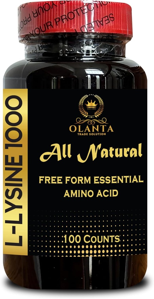 L-LYSINE 1000 mg Gratis formulär Aminosyra Essential - Stöd för idrottare + muskler, Aminosyra Supplement Stöder energibildning, Lysin Supplement L-Lysine 1000mg - 1 flaska 100 grejer